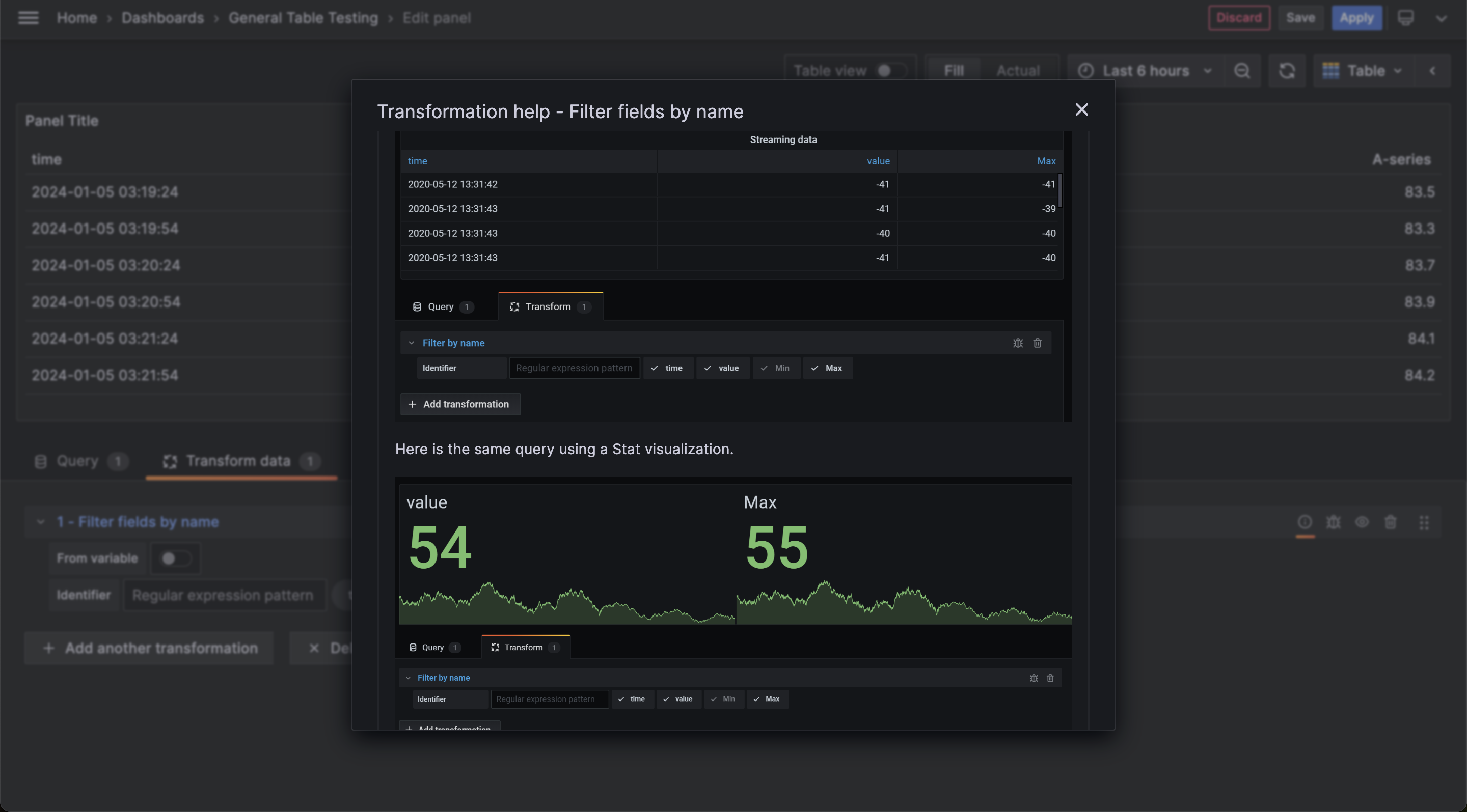 Transformation documentation is now internally available inside the Grafana app itself